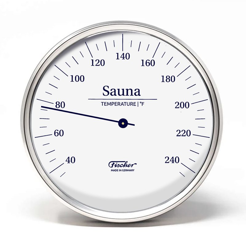 Fischer Sauna Thermometer, Stainless Steel - US / Fahrenheit