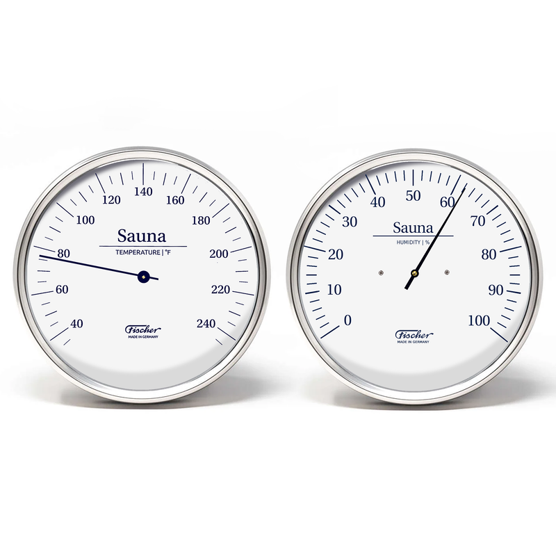Fischer Sauna Thermometer + Hygrometer, Stainless Steel (US Version °F)