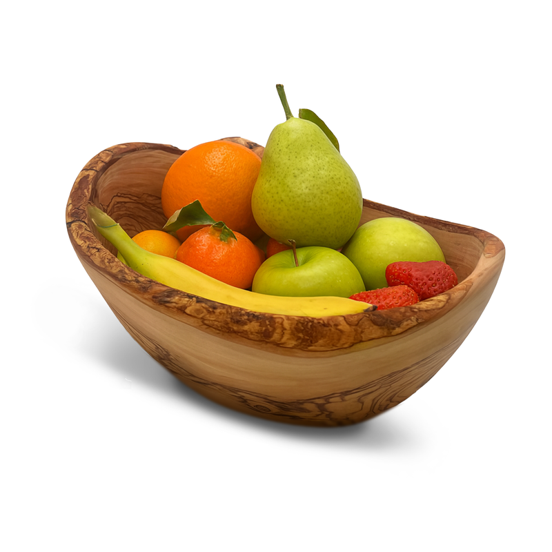PASTERKAMP Olive Wood Fruit Bowl with Natural Edge - Ø 21–23 cm / Ø 8.3–9.1"