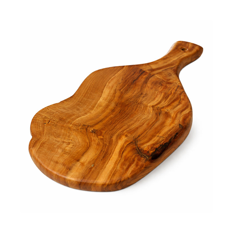 PASTERKAMP Rustic Olive Wood Serving & Cutting Board with Handle - 9.5–11" (24–28 cm)