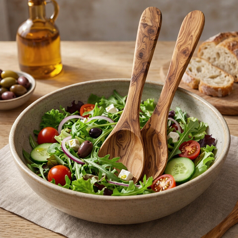 PASTERKAMP Olive Wood Salad Servers "Provence" - 30 cm / 11.8"