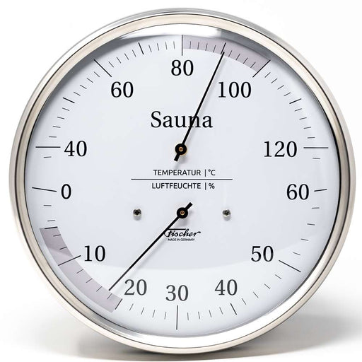 Fischer termómetro e higrómetro para sauna, acero inoxidable - DE / Celsius