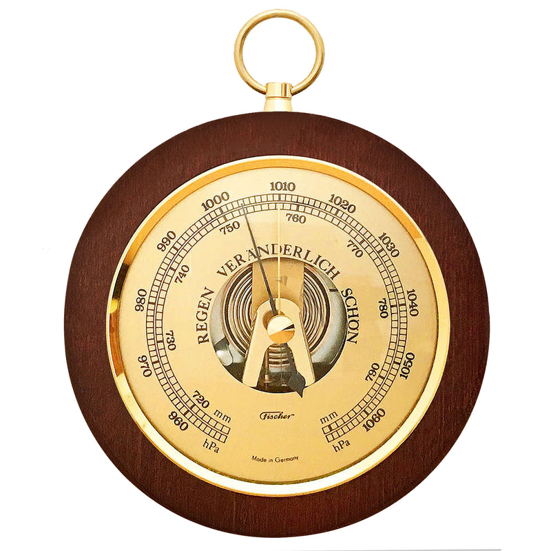 Fischer Barómetro de latón y caoba 140 mm / 5.5" - 1366R-22 (Pantalla en alemán)
