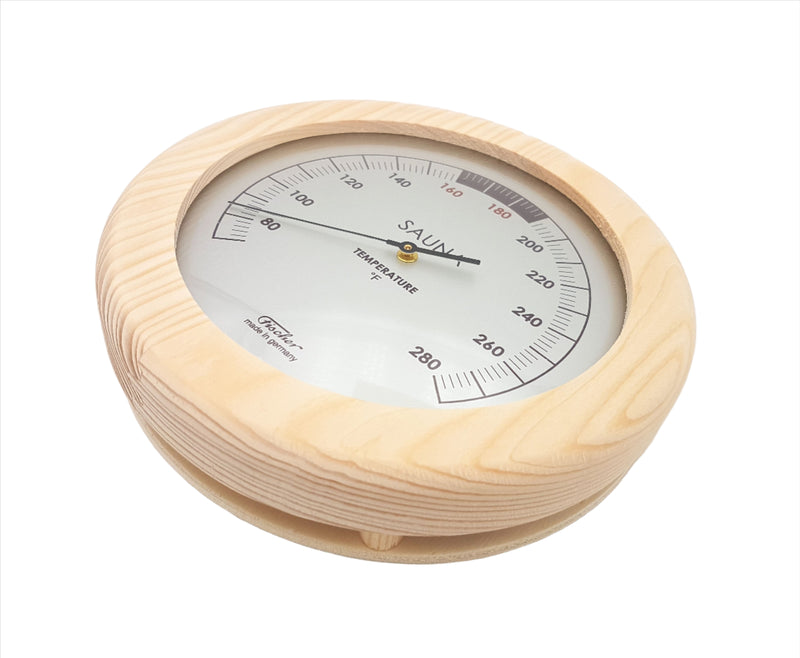 Termómetro para sauna Fischer, madera de pino, 155 mm / 6.1", 196T-03F (versión US, Fahrenheit)