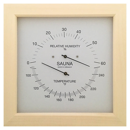 Fischer Sauna Thermometer & Hygrometer, Pinewood - US / Fahrenheit