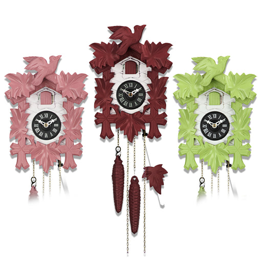 Cuckoo Clock Hand Carved with Leaves and Bird