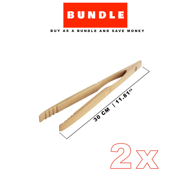 Zetzsche Kitchen Grill Tongs, Beech Wood, Gift Box