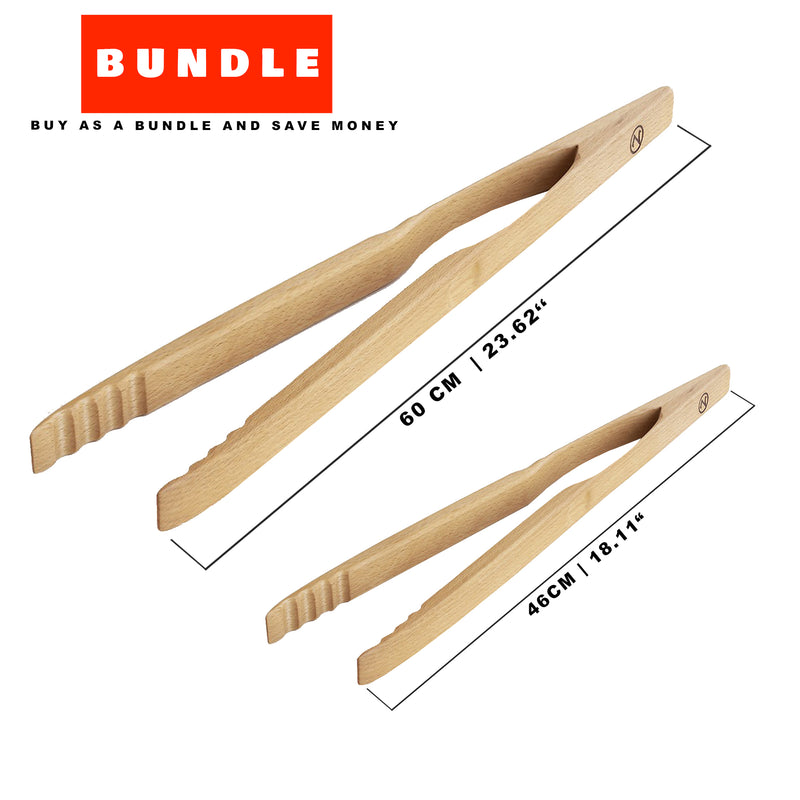 Zetzsche Kitchen Grill Tongs, Beech Wood, Gift Box